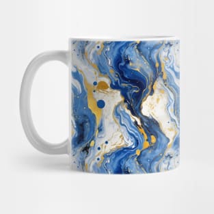 Blue and Gold Liquid Marble Texture Mug